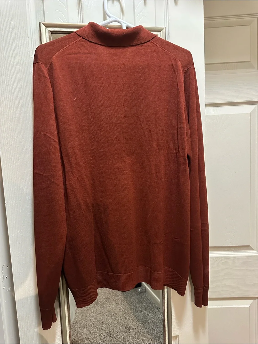 Josh A Bank Rust Color Medium 100 percent Silk Polo Long Sleeve